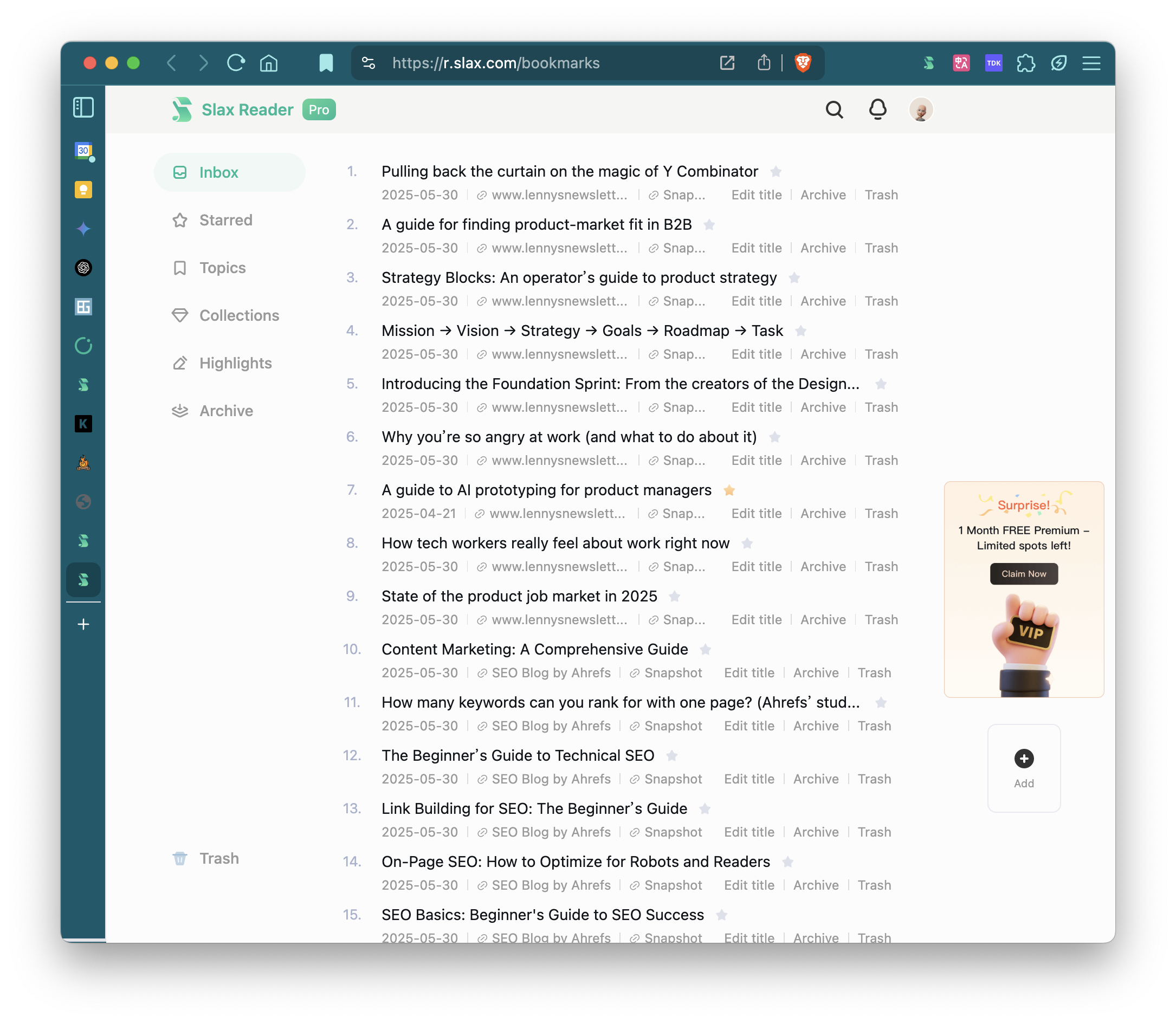Quick peek at Slax Reader interface